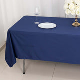 60"x102" Navy Blue Premium Scuba Wrinkle Free Rectangular Tablecloth, Scuba Polyester Tablecloth