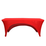 6ft Red Open Back Stretch Spandex Table Cover, Rectangular Fitted Tablecloth