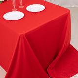 90x156inch Red Premium Scuba Wrinkle Free Rectangular Tablecloth, Seamless Scuba Polyester