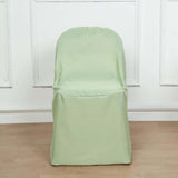 10 Pack Sage Green Polyester Folding Chair Covers, Reusable Stain Resistant Slip On Chair Covers