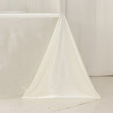 90"x132" Shimmer Pearl White Scuba Rectangle Tablecloth, Wrinkle Free Seamless Premium