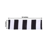 5 Pack | Black/White Stripe Spandex Fit Chair Sashes, Elastic Bands - 5x14Inch