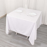 70" White Premium Scuba Wrinkle Free Square Tablecloth, Scuba Polyester Tablecloth