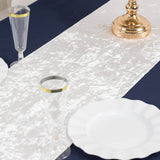 White Premium Crushed Velvet Table Runner 190GSM