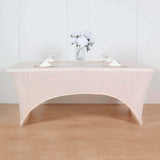 Blush Stretch Spandex Rectangle Tablecloth 6ft Wrinkle Free Fitted Table Cover