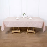 60"x102" Blush Rectangular Tablecloth, Linen Table Cloth With Slubby Textured, Wrinkle Resistant