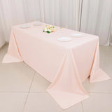 90x132inch Blush Premium Scuba Wrinkle Free Rectangular Tablecloth, Seamless Scuba Polyester