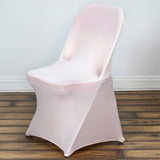 Blush Rose Gold Spandex Stretch Fitted Folding Slip On Chair Cover - 160 GSM