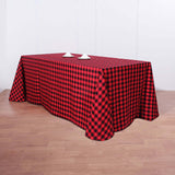 Buffalo Plaid Tablecloth | 90x156 Rectangular | Black/Red | Checkered Polyester Linen Tablecloth