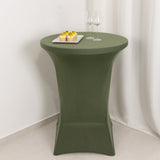 Dusty Sage Green Highboy Spandex Cocktail Table Cover, Fitted Stretch Tablecloth