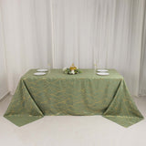 Dusty Sage Green Rectangle Polyester Tablecloth With Gold Foil Tree Branch Pattern - 90x132" 6ft