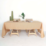 60"x126" Natural Rectangular Tablecloth, Linen Table Cloth With Slubby Textured, Wrinkle Resistant