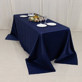 90x132inch navy blue Seamless Lamour Satin Rectangle Tablecloth for 6 Foot Table