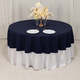 Navy Blue Seamless Cotton Blend Round Tablecloth - 90inch