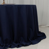 132inch Navy Blue Cotton Blend Round Tablecloth Seamless for 6 Foot Table