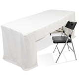 Fitted Polyester 96"x30" Rectangle Tablecloth White with Open Back Design