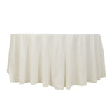 120inch Ivory Cotton Blend Round Tablecloth Seamless for 5 Foot Table