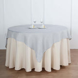 72x72 Silver Linen Square Overlay | Slubby Textured Wrinkle Resistant Table Overlay