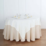 72x72 White Linen Square Overlay | Slubby Textured Wrinkle Resistant Table Overlay