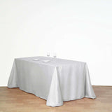 90"x132" Silver Polyester Rectangular Tablecloth