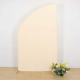 8ft Beige Spandex Fitted Wedding Arch Cover For Half Moon Top Chiara Backdrop Stand