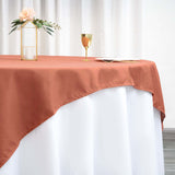 70inch Terracotta (Rust) Square Seamless Polyester Table Overlay, Washable Linen Table Overlay