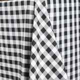 Buffalo Plaid Tablecloth | 90"x132" Rectangular | White/Black | Checkered Polyester Linen Tablecloth