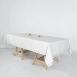 60"x102" White Rectangular Tablecloth, Linen Table Cloth With Slubby Textured, Wrinkle Resistant