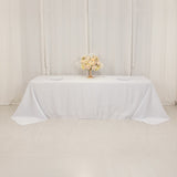 90x156inch White Seamless Lamour Satin Rectangle Tablecloth for 8 Foot Table