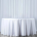 120inch White 190 GSM Seamless Premium Polyester Round Tablecloth