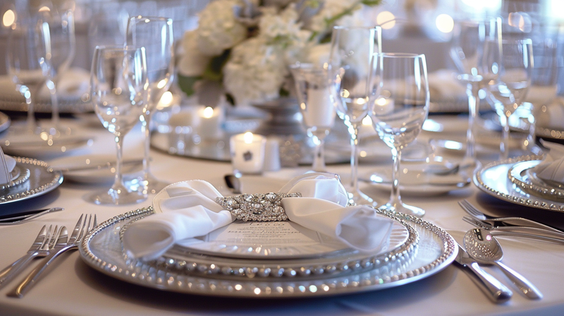 Elegant table setting with gold accents and floral centerpiece