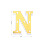 6" Gold 3D Marquee Letters | Warm White 7 LED Light Up Letters | N