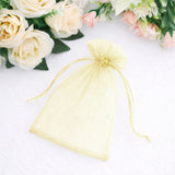 Yellow organza gift bag with drawstring closure