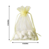 10 Pack | 4x6inch Yellow Organza Drawstring Wedding Party Favor Gift Bags - Clearance SALE