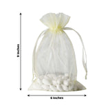 10 Pack | 6x9inches Yellow Organza Drawstring Wedding Party Favor Gift Bag