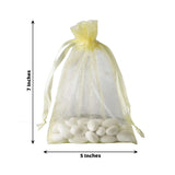 10 Pack | 5x7inch Yellow Organza Drawstring Wedding Party Favor Gift Bags