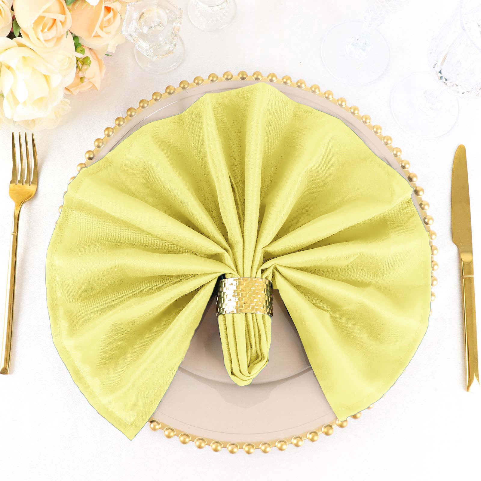 5 Pack 17x17 Yellow Polyester Linen Napkins