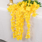 5 Pack | 44inch Yellow Artificial Silk Hanging Wisteria Flower Vines