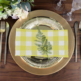 5 Pack Polyester 15"x15" Napkins Yellow/White Buffalo Plaid Gingham Style Cloth Napkins