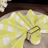 5 Pack Polyester 15"x15" Napkins Yellow/White Buffalo Plaid Gingham Style Cloth Napkins