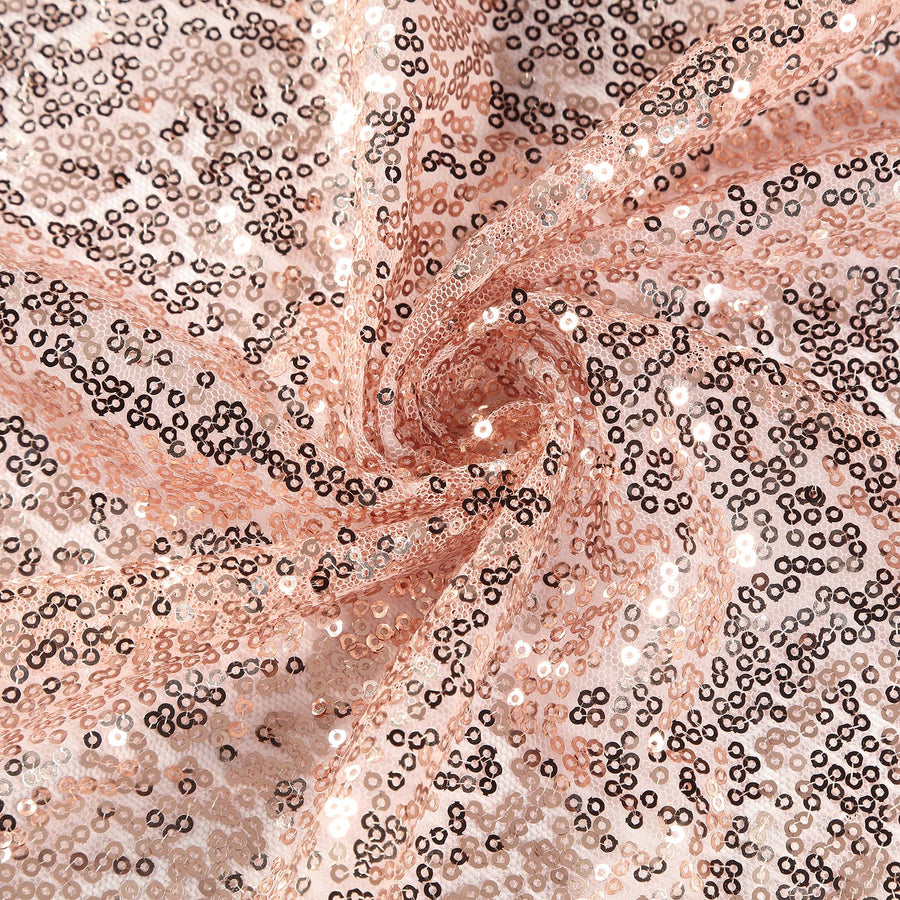 90inch Rose Gold|Blush Premium Sequin Round Tablecloth#whtbkgd