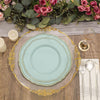 10 Pack | 10inch Jade / Gold Scalloped Rim Disposable Dinner Plates