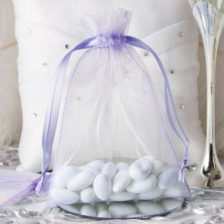 Lavender Lilac Organza Drawstring Wedding Party Favor Gift Bags
