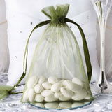 10 Pack | 5x7inch Olive Green Organza Drawstring Wedding Party Favor Gift Bags