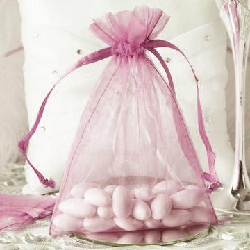 10 Pack 5"x7" Pink Organza Drawstring Wedding Party Favor Gift Bags