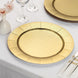 Gold Disposable 13inch Charger Plates, Cardboard Serving Tray Round with Glitter Texture Dotted Rims