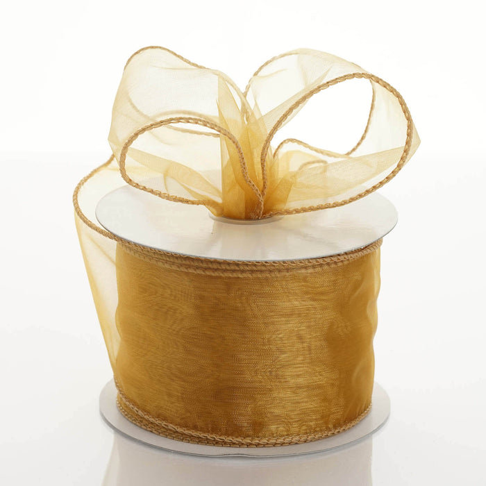 10 Yards | 2.5 Inch Wired Edge Organza Ribbon | TableclothsFactory#whtbkgd#whtbkgd