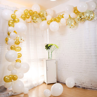 Add a Touch of Glamour to Your Event Decor with our Gold, White, and Silver Balloon Arch Kit