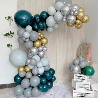 Green, Gold, and Silver DIY Balloon Garland Arch Party Kit