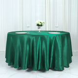 108Inch Hunter Emerald Green Satin Round Tablecloth
